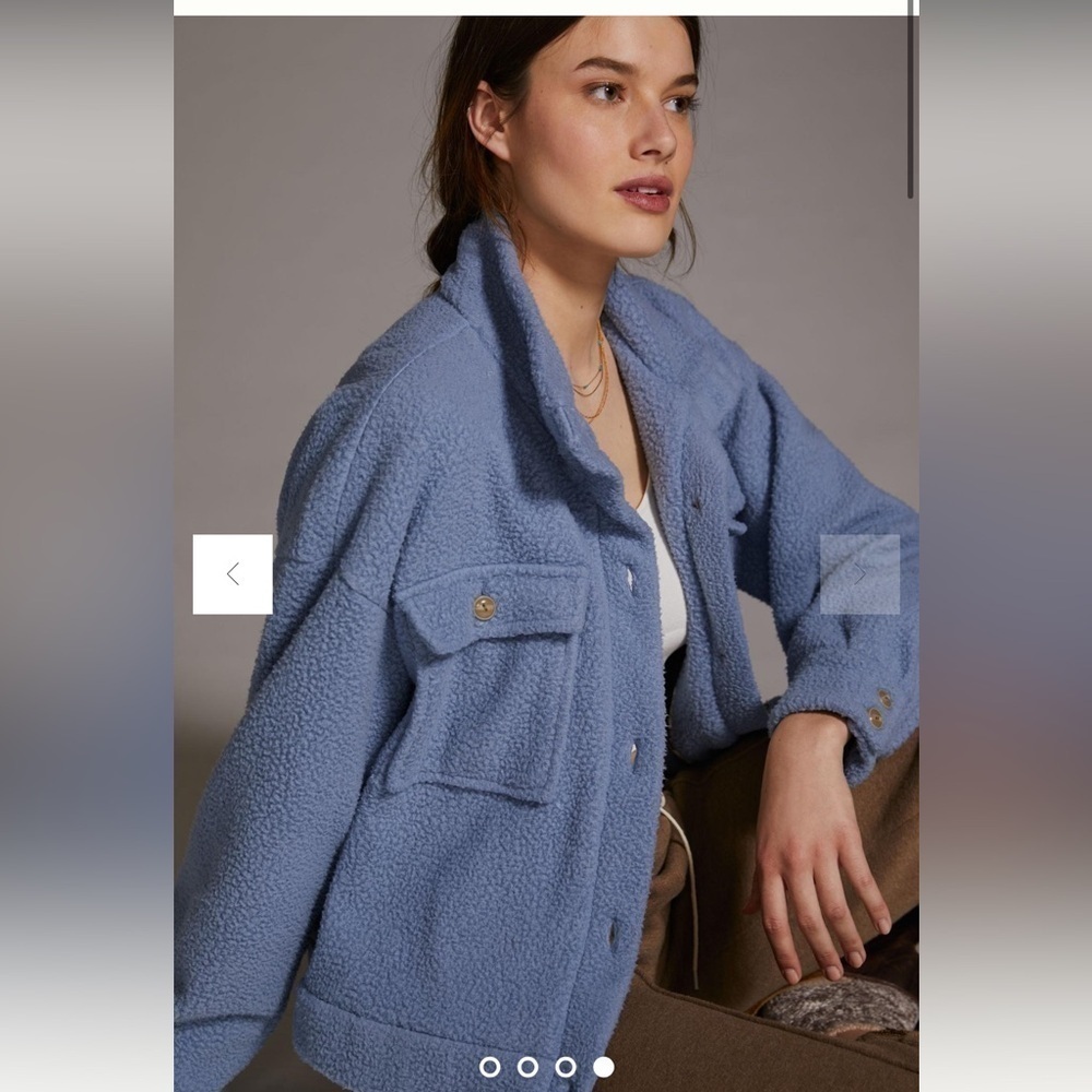 Anthropologie Daily Practice Fleece Bomber Jacket in muted Periwinkle blue - XL
